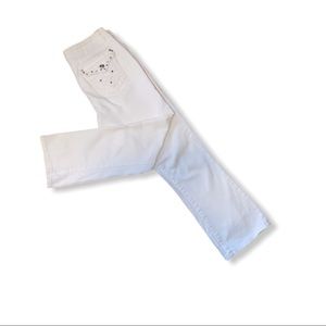 Size 6 White Stud Straight Leg Jeans